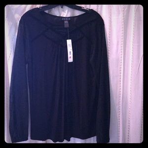 August Silk black blouse NWT